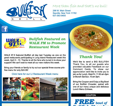 Bullfish Grill: E-Newsletter
